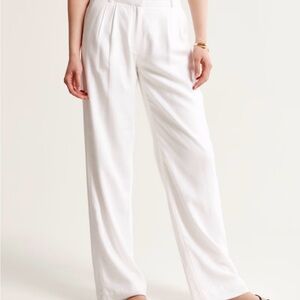 NWT Abercrombie & Fitch White Wide Leg Linen Women's Pants size 25 R or 0